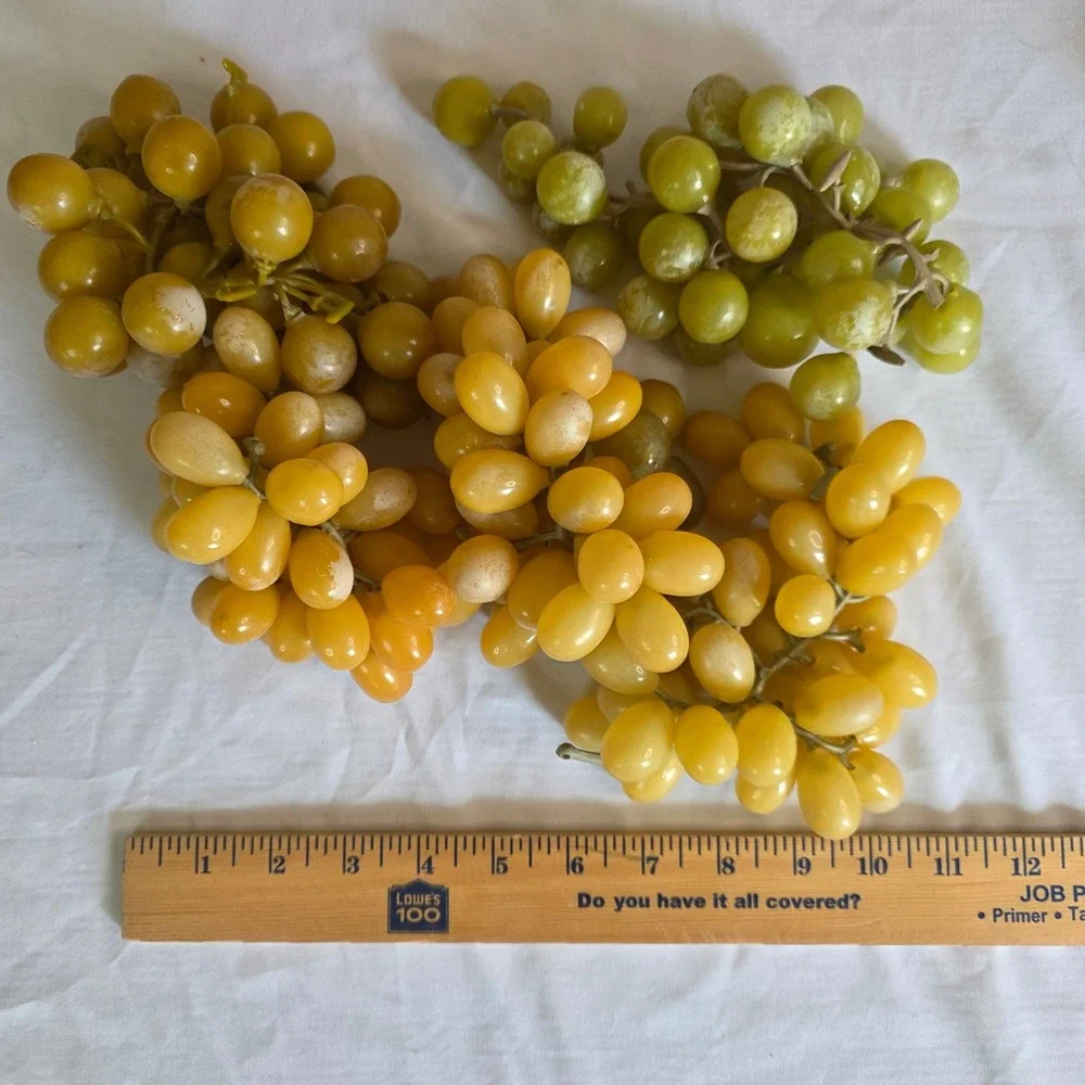 Vintage MCM Lucite Acrylic Grape Clusters Amber Yellow Green Set of 4 Decor